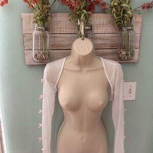Sheer White Bolero with Pink Accents